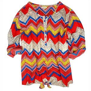 $10 CLEARANCE! Antilia Femme Chevron Tie-Front Henley Top